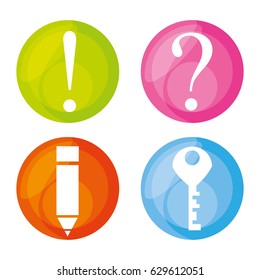 colorful set icon different symbols