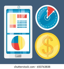 colorful set icon digital marketing