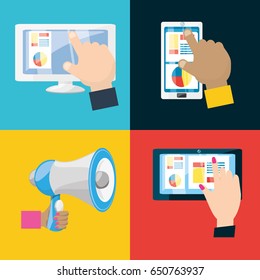 colorful set icon digital marketing