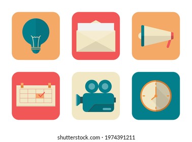 Colorful set of icons that can be used for online shopping, mail order, etc.