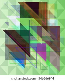 colorful set of idea, triangles around various background