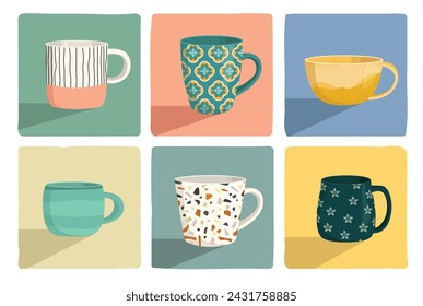 Colorful Set of Interesting Mugs