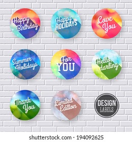 Colorful set of labels with long shadow. Vector illustration.