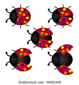 colorful set of Ladybird, vector