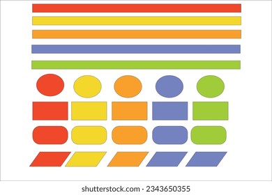 A colorful set of lines, circles and rectangles.