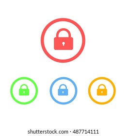 Colorful Set of Lock or Security Icons