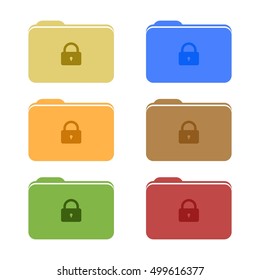 Colorful Set of Locked Folder Icons