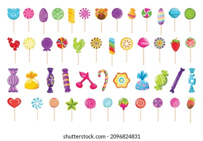 Colorful set of lollipops and sweets for kids.