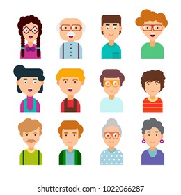 Colorful Set Male Female Faces Flat Stock Vector (Royalty Free ...