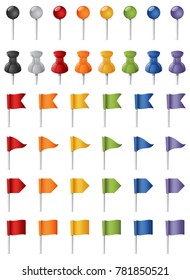 Colorful set of map pins.
