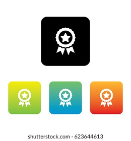 Colorful Set of Medal With Ribbon Icons