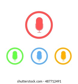 Colorful Set of Microphone or Pod Cast Icons