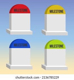 Colorful Set Of Milestone On Blue Gardient Background