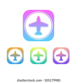Colorful Set of Modern Airplane Icon