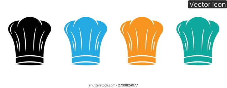 Colorful set of modern chef hat icons in different colors