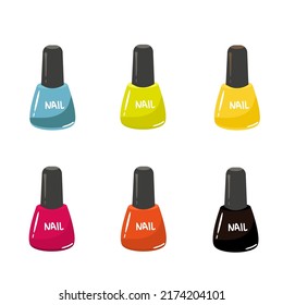 Colorful set of nail polish bottle. Vector illustration
