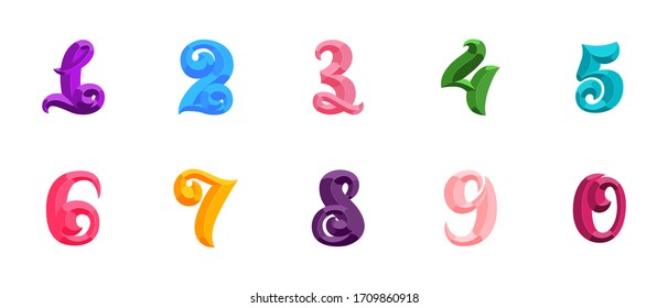 Colorful set numbers 3d colorful in modern style on white background. Great design for any purposes. Typography vector illustration. 