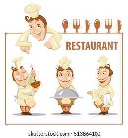 colorful set, occupation, chef, restaurant, on a white background