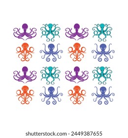 a colorful set of octopus and octopus.