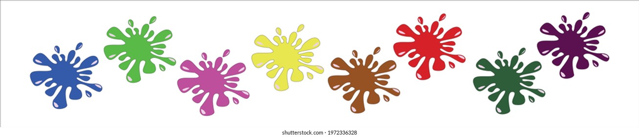Colorful set of paint splashes. Round splash flat collection, liquid decorative shapes. splashes stains and drops, cartoon splashes. Collection of painted ink. Isolated vector illustrations .