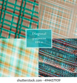 Colorful set of patterns with diagonal lines