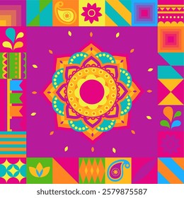 A colorful set of patterns inspired by Holi festival motifs in vector style. Ideal for festive decor, event design, and cultural celebration themes.