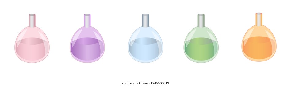 colorful set of perfume bottles in pastel colors. Vector illustration. Perfume