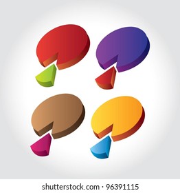 colorful set of pie chart 3d graphic for business - vector