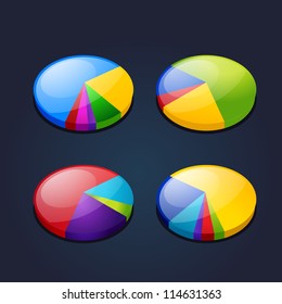 colorful set of pie graphic chart