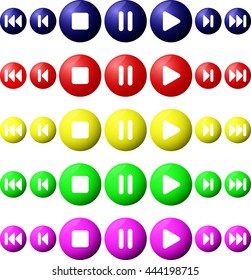 Colorful set of play buttons