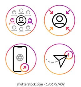 Colorful Set Of Popular Web Icons, People, Profile,  Website And Direct Messages. Popular Instagram Signs. Easy To Correct, Tidy Icons Set