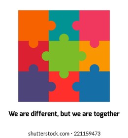 Colorful set of puzzles. Together