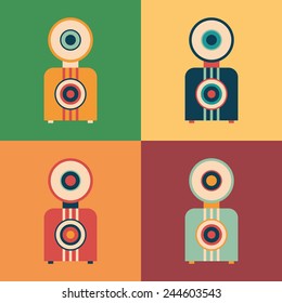 Colorful set of retro cameras.