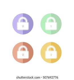 Colorful Set of Retro Lock or Security Icon