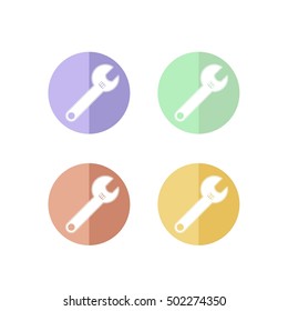 Colorful Set of Retro Wrench Icons