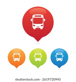 Colorido conjunto de marcadores de autobús redondo