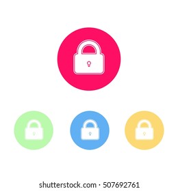 Colorful Set of Round Lock or Security Icon