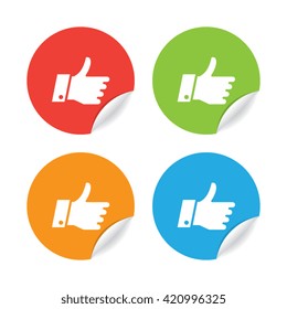 Colorful Set of Round Thumbs Up Sticker Labels