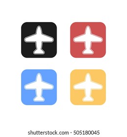 Colorful Set of Rounded Square Airplane Icon
