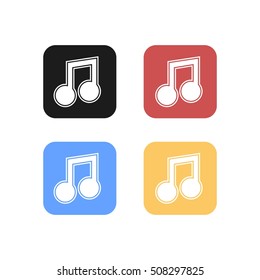 Colorful Set of Rounded Square Melody or Note Icon