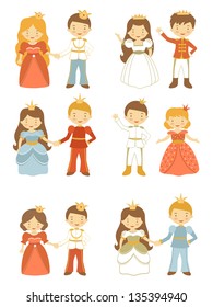 Colorful set of royal couples