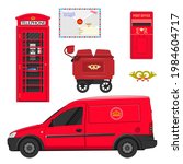 Colorful set of royal mail items.