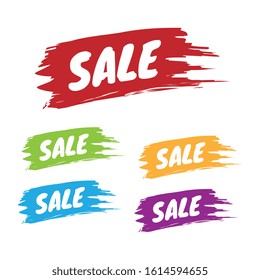 Colorful Set of Sale Brushed Labels