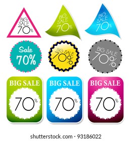 Colorful set of sale or discount labels, buttons. Eps 10