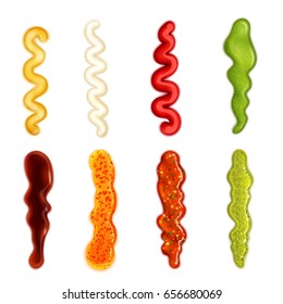 Colorful set of sauce blobs in different forms   in cartoon style isolated vector illustration