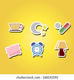 colorful  set with sleeping icons for your design