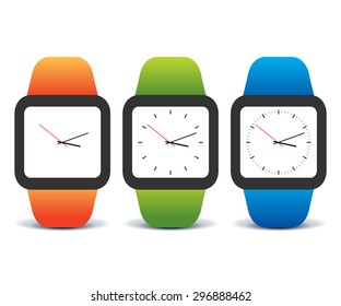 Colorful set of smart watches

