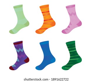 Colorful set of socks. vector illustration