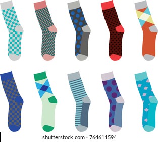 Colorful set of socks. vector illustration