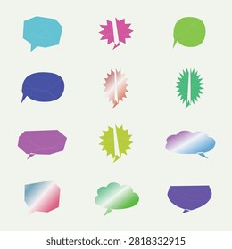 Colorful set of speech and thought bubble icons with virus particles isolated on transparent background, Vector, illustration